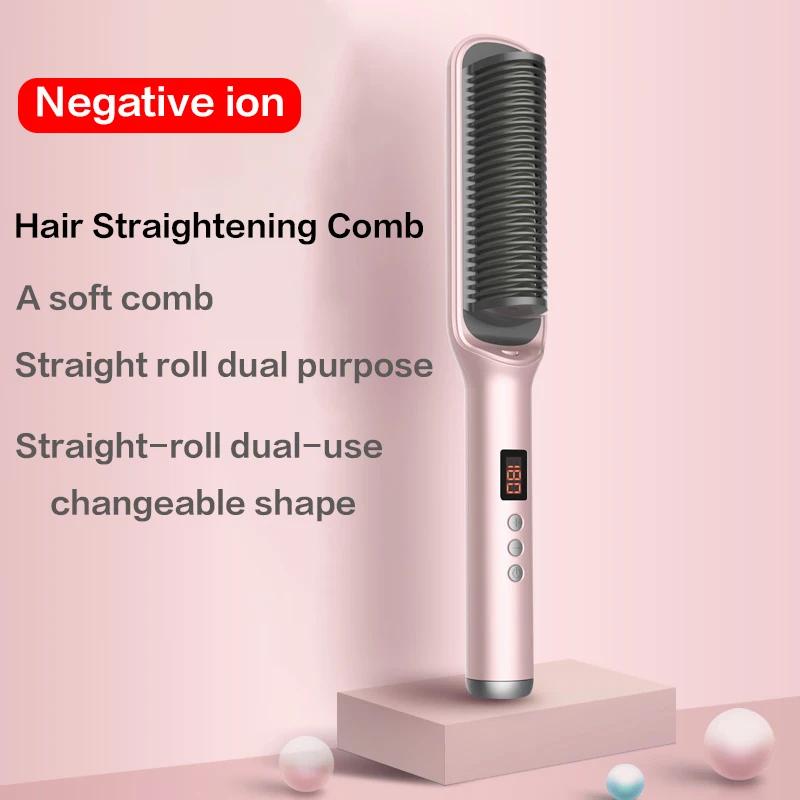 Professionelle Haarglätter Curler Negative Ionen Flüssigkeit Kristall Display Dauerwelle Glättung Pinsel Kamm Styler Friseur Werkzeug