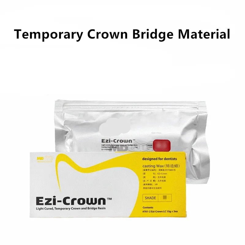 Ezi-Crown Dental Temporary Crown Bridge Material Light-Cure Composite Resin Shade A1 A2 A3 Impression Casting Modelling Wax