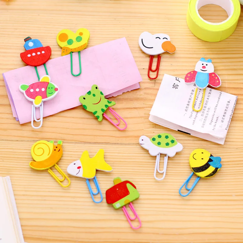 50 PCS Wood Bookmark Colorful Cute Design Originality Stationery School Office Kids Support Tool Bookmarks