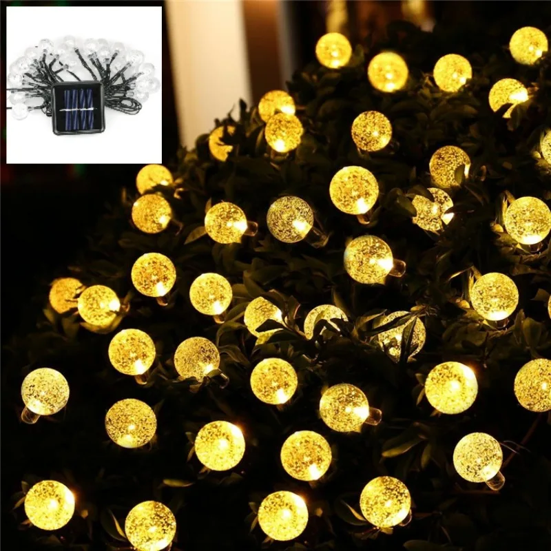 50LEDs 10m Crystal Ball Solar Light Outdoor IP65 Waterproof String Fairy Lamps Solar Garden Garlands Christmas Decoration