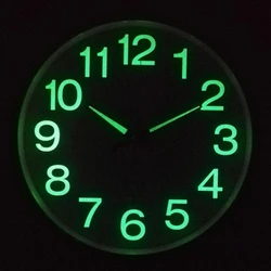 12'' Modern Luminous Large Quartz Wall Clock Glow In The Dark Bedroom Office