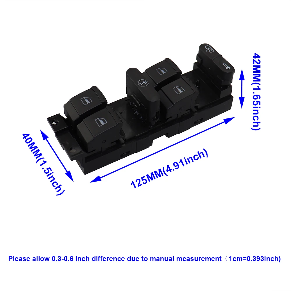 1J4959857 Master Window Panel Switch For Volkswagen Golf 4 Jetta Bora Passat B5 Seat Leon Toledo 2000-2006 1J4959857D 1J4959857B