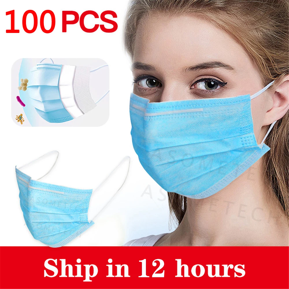 

Mask Disposable Non Wove 3 Layer Ply Filter Mask Mouth Face Mask Breathable Earloops Masks mascherine mascarilla