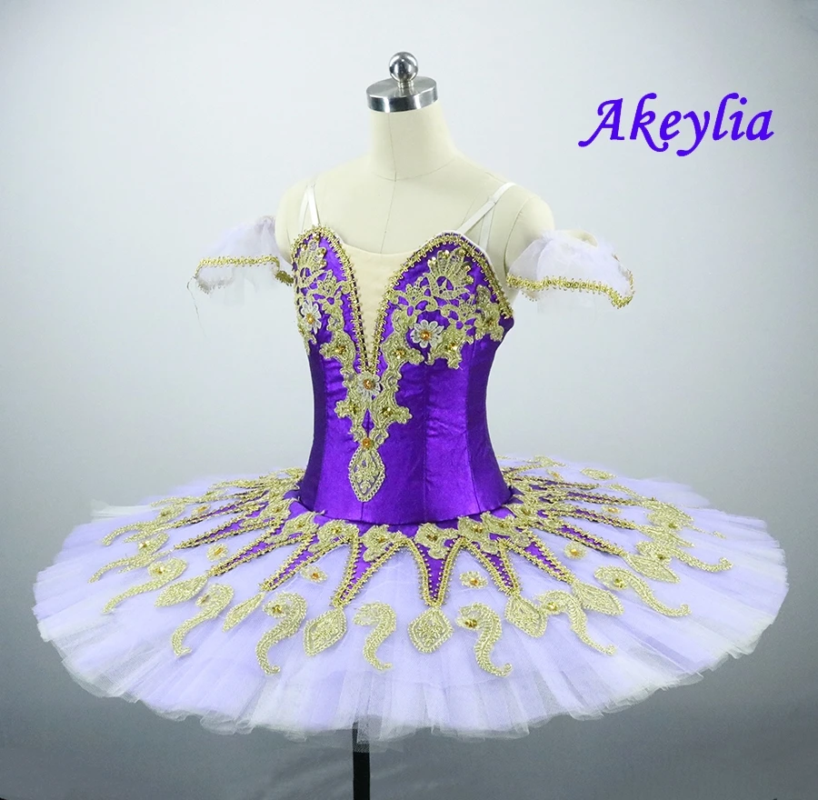 Princess Florina Ballerina Tutu Dark Purple Girls Performance Tutu Pink Professional Platter Ballet Costume Blue Pancake Orange