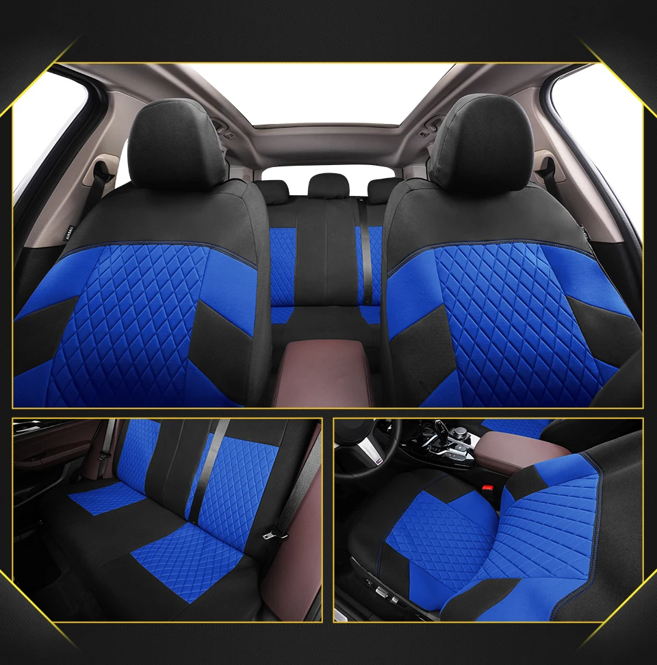 AUTOYOUTH Embroidered Tire Series Car Seat Cover Plain Fabric Bicolor Stylish Car Accessories Suitable For Most Cars