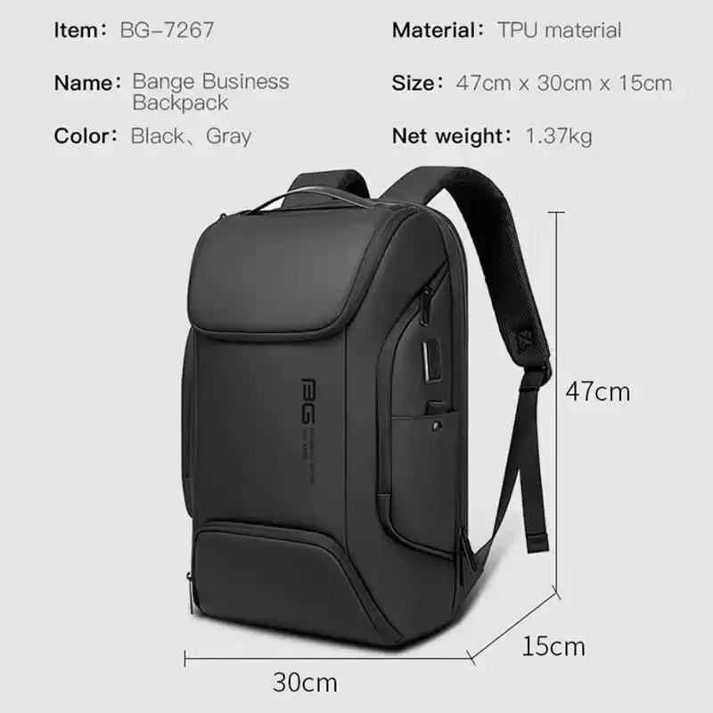 Bange New USB Laptop Backpack Multifunctional Waterproof Large Capacity Travel Bags Daily Work Business Backpack Mochila For Men