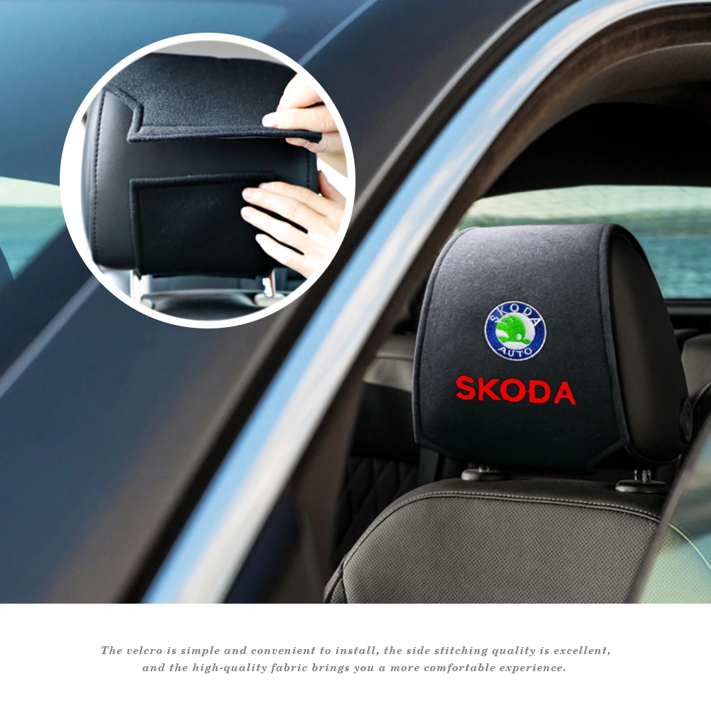 Car Headrest Cover Auto Seat Headrest Cushion Neck Pillow Case for Skoda Octavia Fabia Rapid Yeti Kodiaq Superb Octavia A 5 A 7