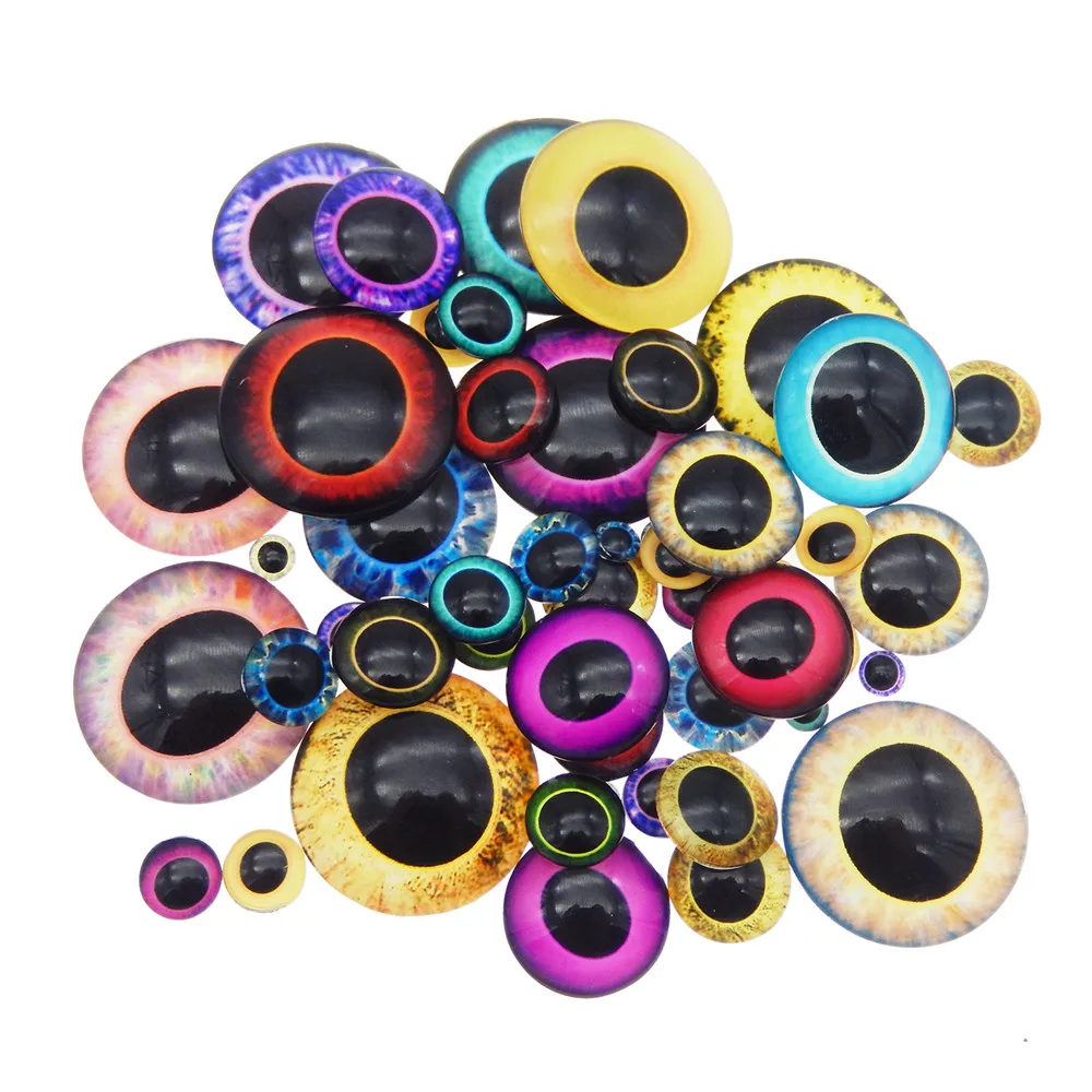 Julie Wang 6-30MM Multi Size Lucky Evil Eye Glass Flatback Scrapbooking Dome Cabochons dragon cat animal Eyeballs Craft DIY