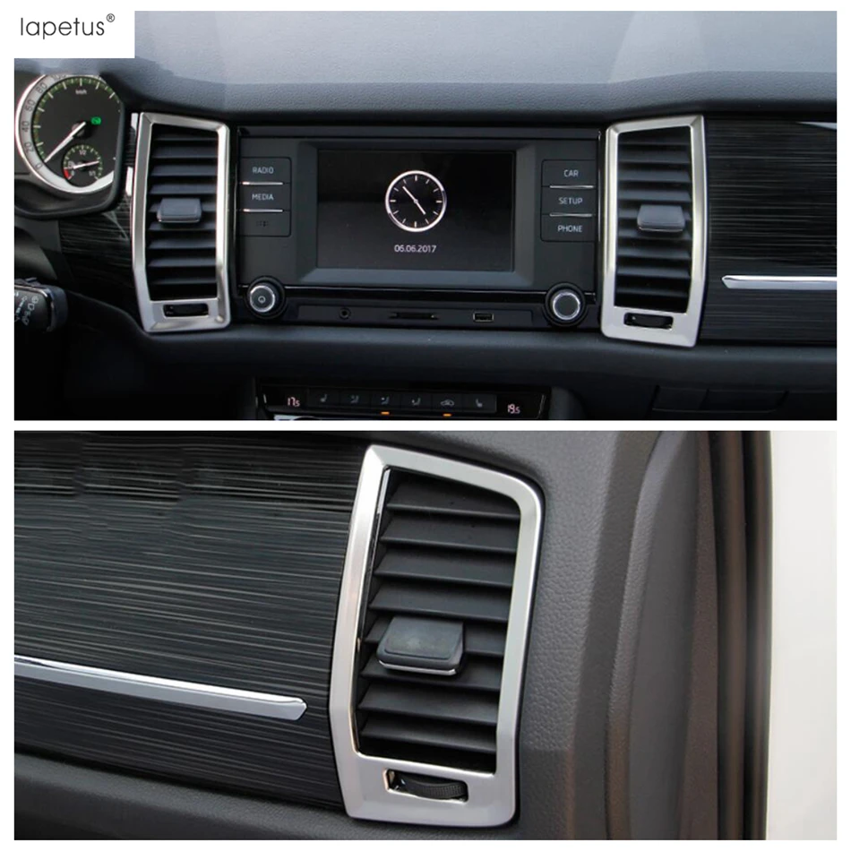 Central Control AC Air Conditioning Panel / Door Speaker / Window Lift Button Cover Trim Accessories For Skoda Kodiaq 2017 -2023