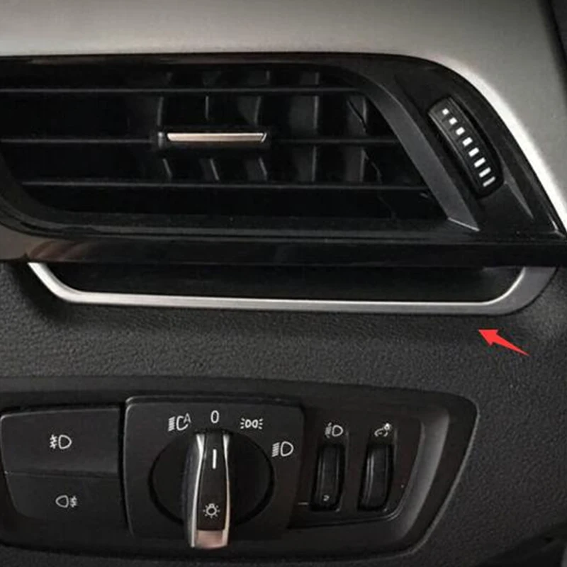 

For BMW X1 F48 Accessories 2016 2017 2018 Stainless steel Car air conditioner Outlet decoration strip Cover Trim Styling 2pcs