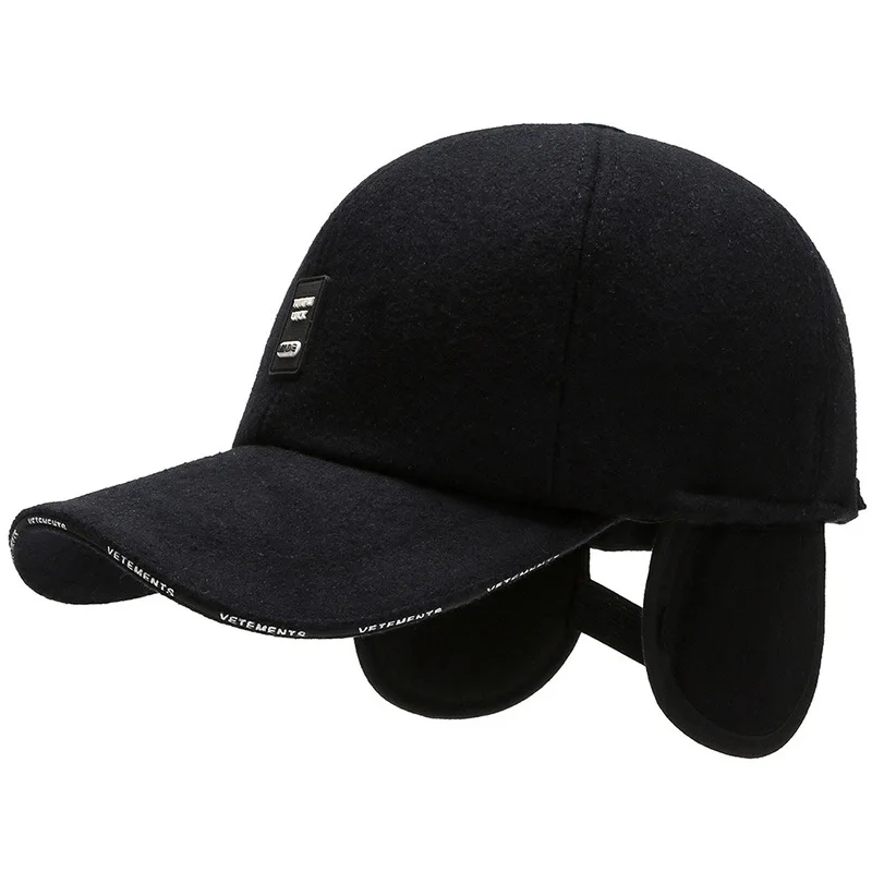 New Winter Hat Baseball Cap For Men Man With Earflaps Ear Protection Thicken Warm Snapback Do Old Dad Hats Wholesale A190