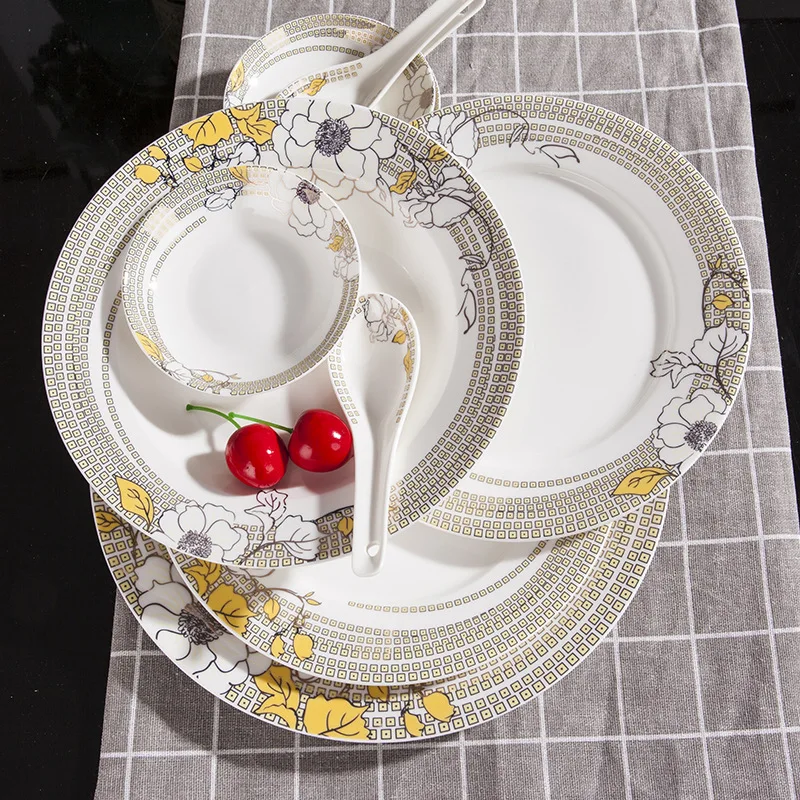 Jingdezhen bone china tableware set 56 pieces bowls and plates direct selling gifts from manufacturers