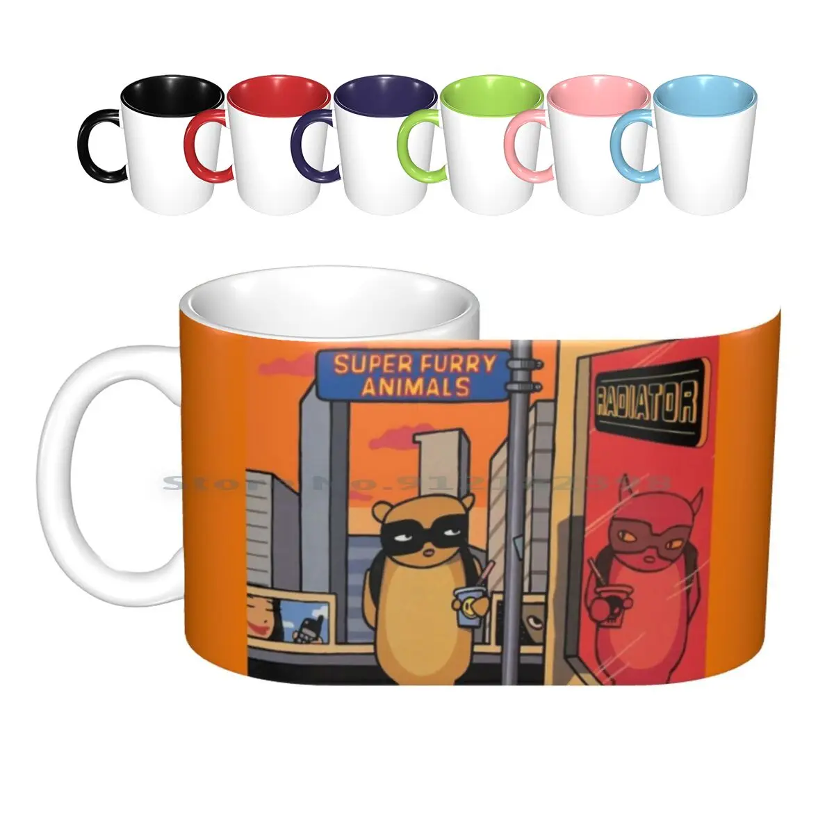 Tazas de cerámica con radiador de animales súper peludos, tazas de café, leche, té, animales súper peludos, Rhys, lógica peluda, anillos de Guerrilla