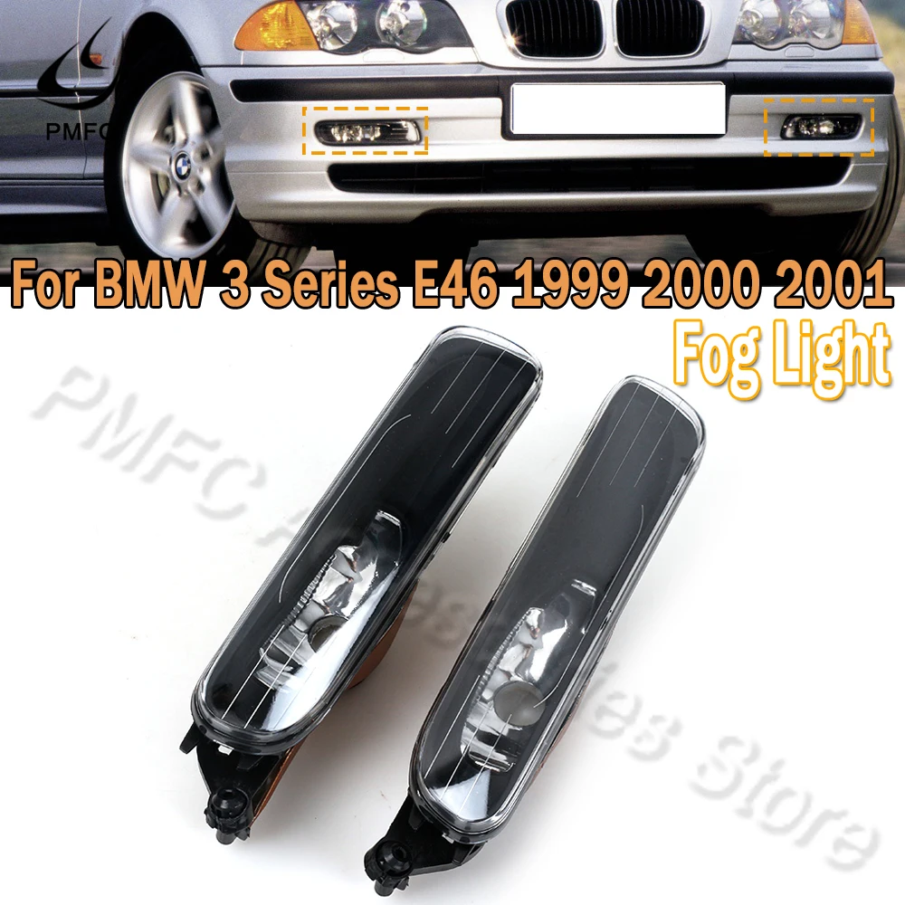 PMFC Front Bumper Fog Light Driving Lamp Fog Lamp Without Bulbs For BMW 3 Series E46 323i 325i 328i 330i 4 Door 1999 2000 2001