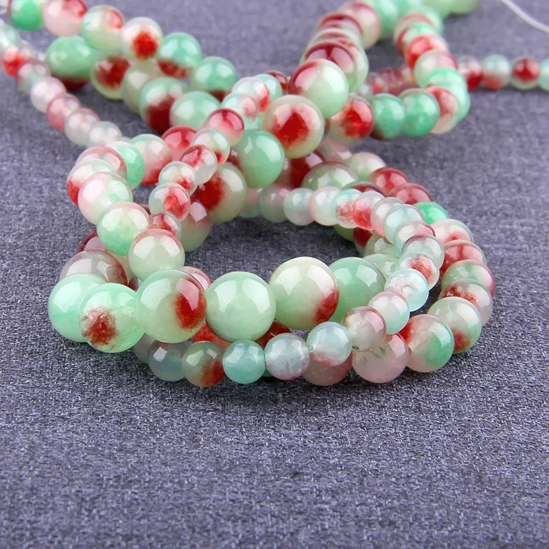 Natural Stone Brown Aragonites Jades Bead Chalcedony Smooth Agates Loose Spacer Beads For Jewelry Bracelet Making 15.5\