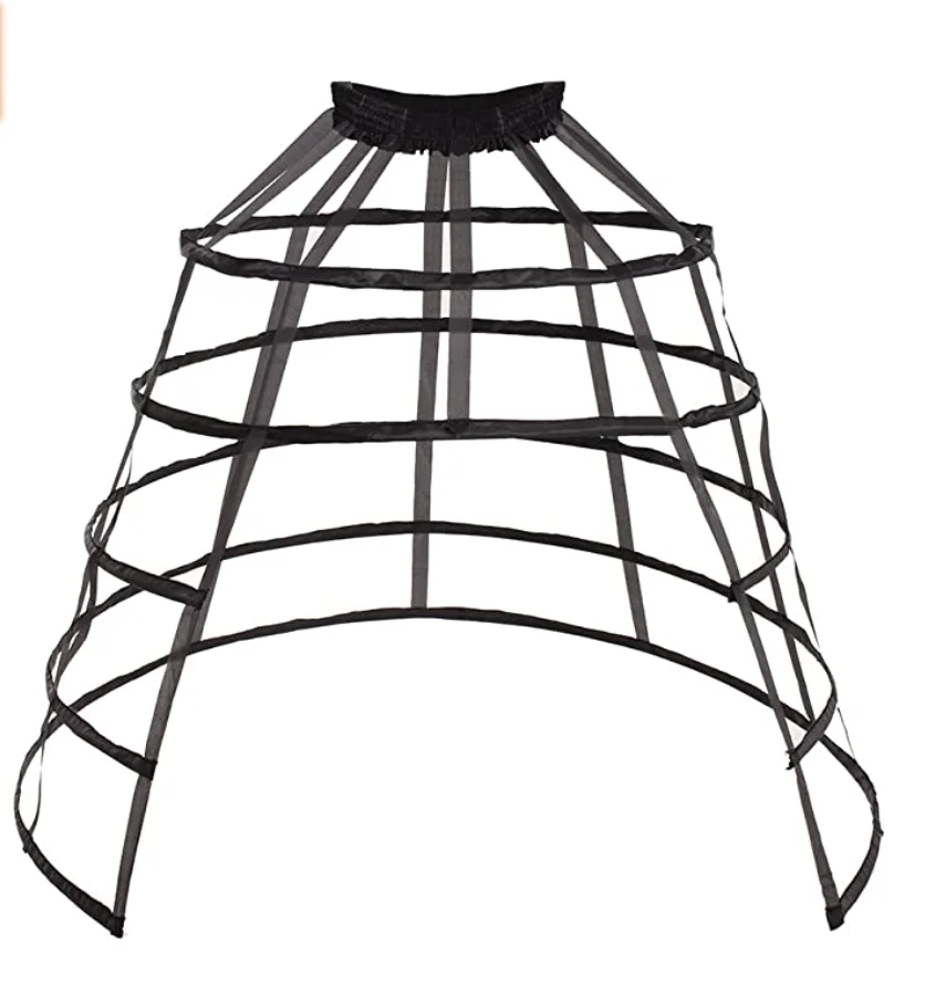 E JUE SHUNG 5 Hoops Pannier Petticoat Women Victorian Bustle Cages Hoop Skirt Cosplay Lolita Underskirt Crinoline for Women