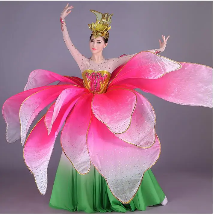 New Ballroom dance dresses High Quality Flowers opening dance big dress Modern dance performance service