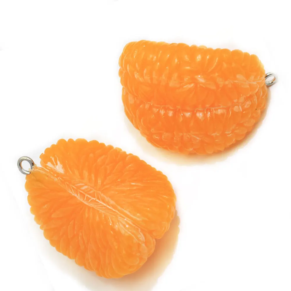 Wholesale Vintage Novel Design Orange Segment Pendant Necklace Beads Pvc Materials Pvc Simulation Fruit