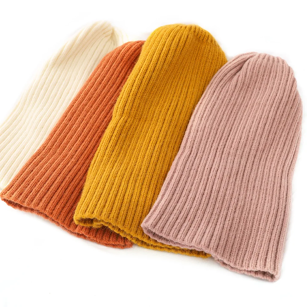 Winter Caps Women\'s Skullies Beanies For Girl Wholesale Hat Female Unisex Cotton Blends Solid Warm Soft HIP HOP Knitted Hats Men