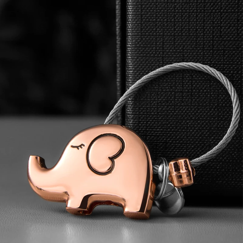 Imagem -03 - Boa Sorte Beijo Elefante Casal Chaveiro Pingente Anel de Fio Corrente Bonito dos Desenhos Animados Mulheres Bolsa de Carro Mochila Ornamentos Amantes Cordão