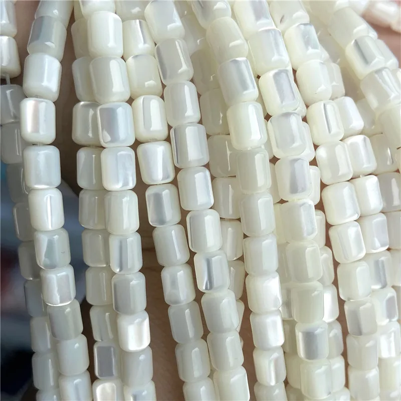5x6mm naturalna biała masa perłowa koraliki z muszli Rondelle kształt beczki słodkowodne koraliki z muszli do tworzenia biżuterii DIY dostawa 15"