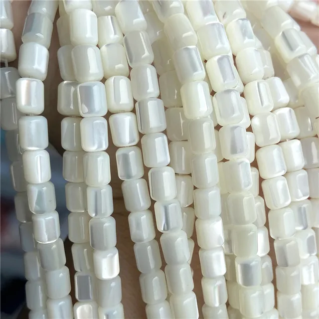 5x6mm naturalna biała masa perłowa koraliki z muszli Rondelle kształt beczki słodkowodne koraliki z muszli do tworzenia biżuterii DIY dostawa 15"