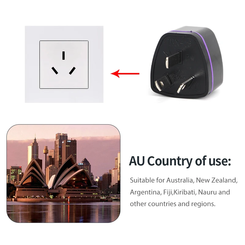Адаптеры для Великобритании, США, ЕС в Австралию, преобразователь, электрическое зарядное устройство, высокое качество, 250 В, Новая Зеландия, Австралия, для путешествий, настенная розетка