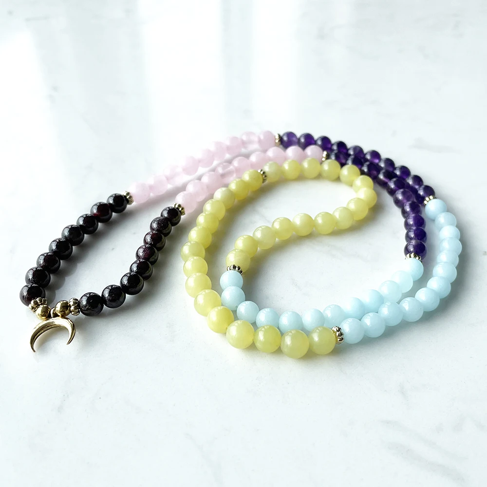 MG1402 6 mm Mix Gemstone 108 Mala Bracelet New Women`s Amethyst Rose Quartz Bracelet High Quality Yoga Spiritual Mala Jewelry