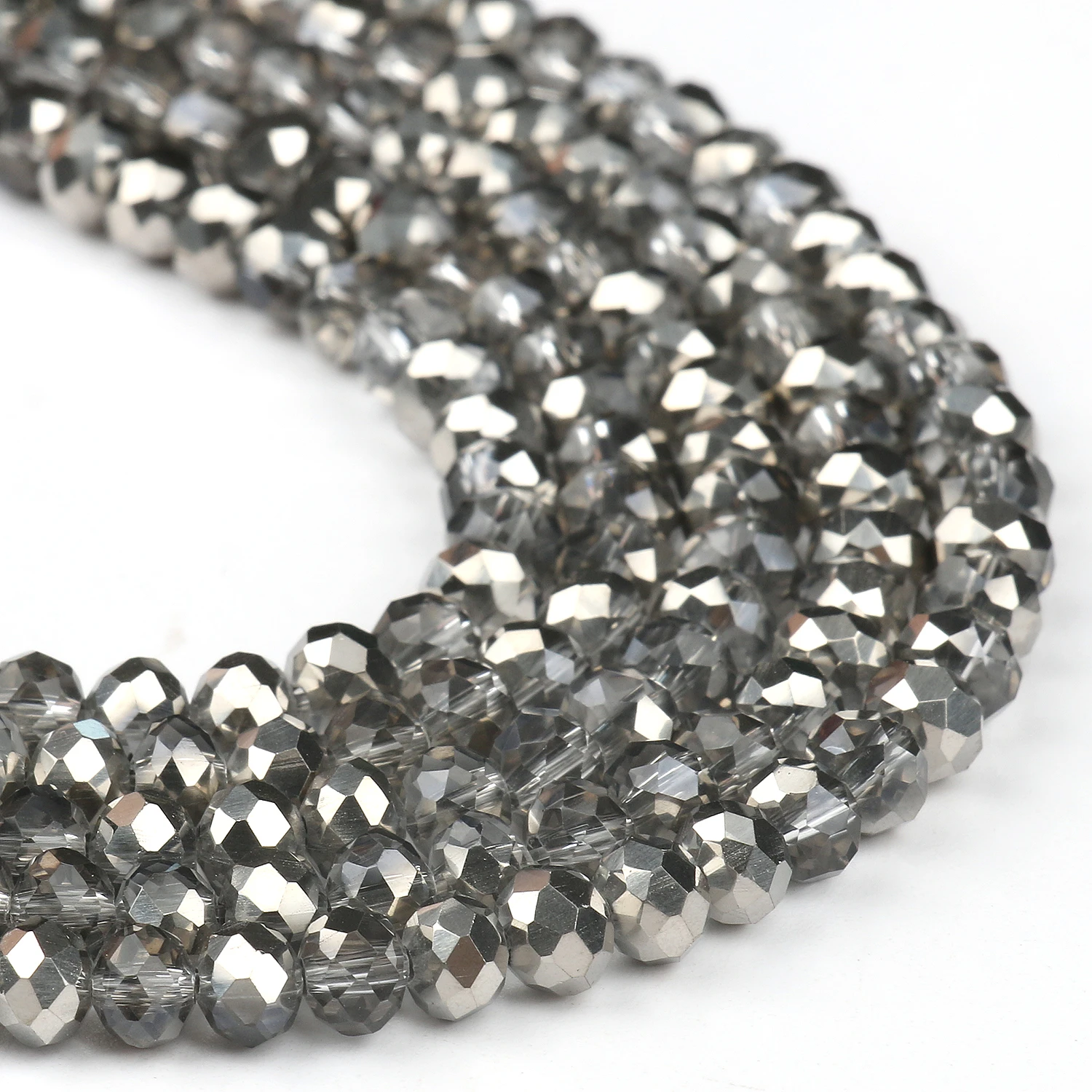 Facettierte schwarze Kristallglasperlen lose runde Rondelle Perlen für Schmuckherstellung DIY Armband Halskette 4/6/8/10/12mm Großhandel