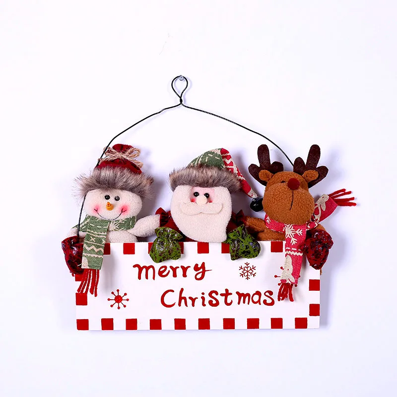 DIY  Christmas Wooden Deer Doorplate Pendants Decoration Wood Crafts Christmas Tree Ornaments Home Decor Supplies 30X23.5 CM