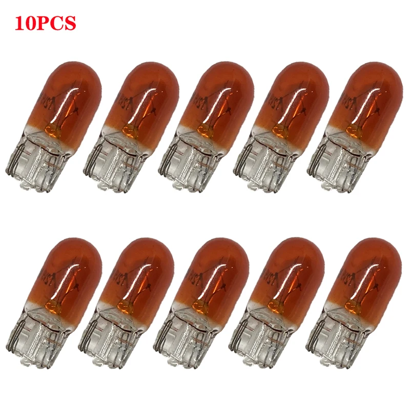 

10pcs T10 Halogen Bulb W5W White Blue Amber Green Red yellow 12V 5W 194 501 Bright Side Wedges Car Light Source Instrument Lamp