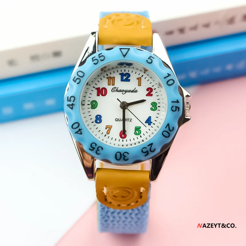 Newfashionlittleboysgirlssimpledialquartzwatch3DchildrencolorArabic NumberSportclockhighqualitykidswatchrelojes mujerclock