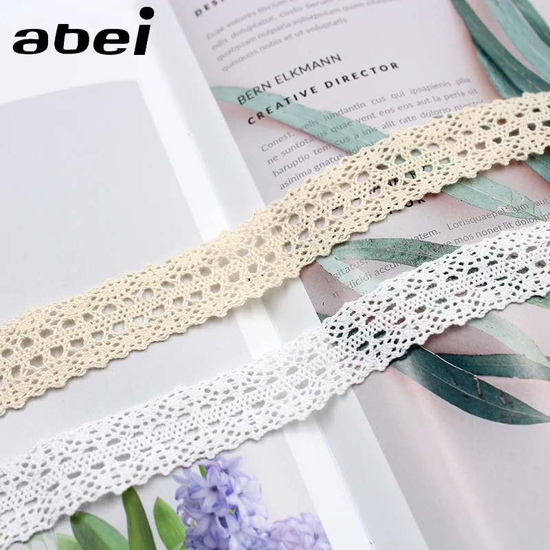 5Yards/Lot White/Beige Cotton Lace Crocheted Lace Ribbon Wedding Party Craft Apparel Sewing Fabric DIY Handmade Accessorie