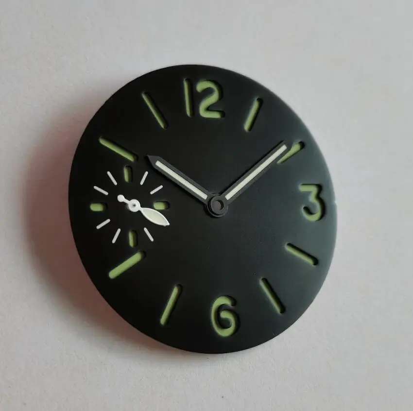 Watch parts Watch dial Watch hand 34.3mm Double-deck Sandwich Watch dial Green number green hand for eta6497 seagull ST3600