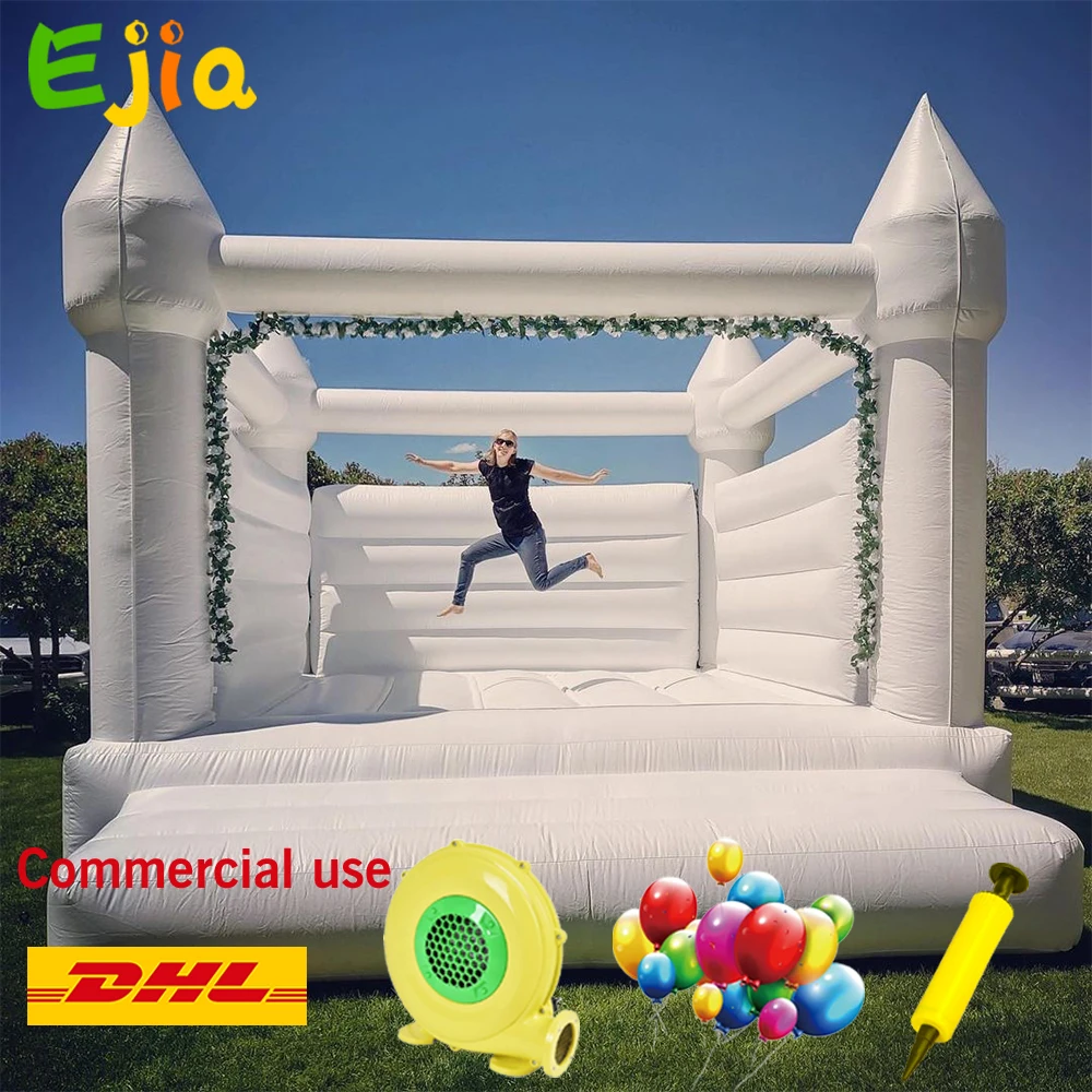 Cheap Hot  Inflatable White Wedding 0.55mm PVC Bouncy Castle/Moon Jumping House/Bridal Wedding Bounce House  For Adult Kids Fun