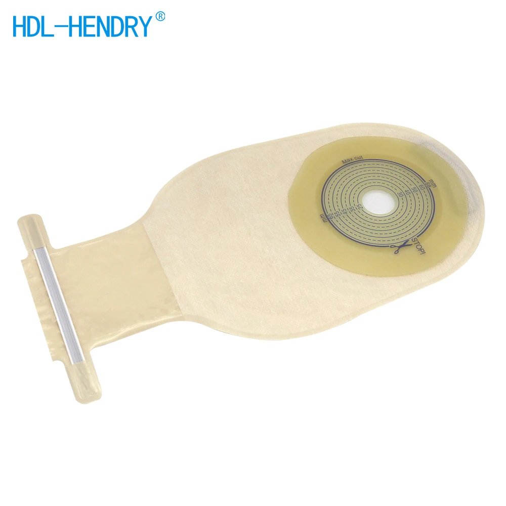 China Ostomy Bags 68mm Activated Carbon Filter Colostomy Bags One Piece Drainable Adult Stoma Pouches Tie Closure Colostomy Bag