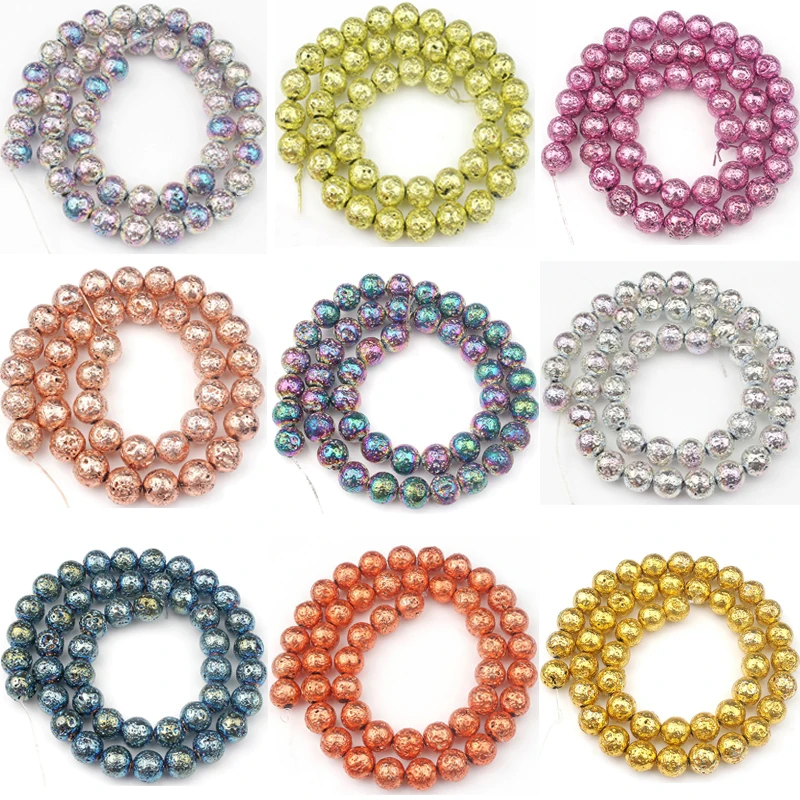 Multicolor Volcanic Rock Lava Stone Round Loose Spacer Bead For Jewelry Making Natural Stone Beads Diy Men Charm Bracelet 4-12mm