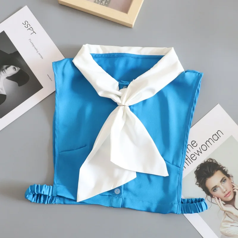 

Front Bowtie Fake Collar Shirt Women Detachable Collar Half Shirt Women False Collar Faux Col Women Clothes Accessories