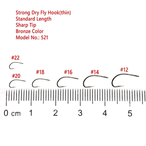 Imagen 2 del producto Bimoo 50/100/200PCS # 12 ~ # 22 anzuelos de pesca con mosca seca, alambre estándar, gancho curvo de ninfa bronceado, señuelos para moscas pequeños, Material de atado