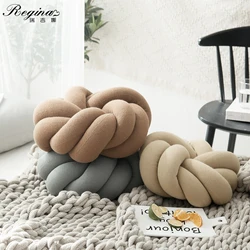 Regina Cotton DIY Hand Knot Back Cushions Cozy Car Lumbar Pillow Home Decorative Sofa Seat Cushion Soft Office Hand Rest Pillows