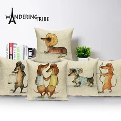 Cute Boston Terrier Cushion Cover Cute Animal Home Decorative Cushions Covers Dachshund Dog Polyester Decor Pillow Case Kissenb