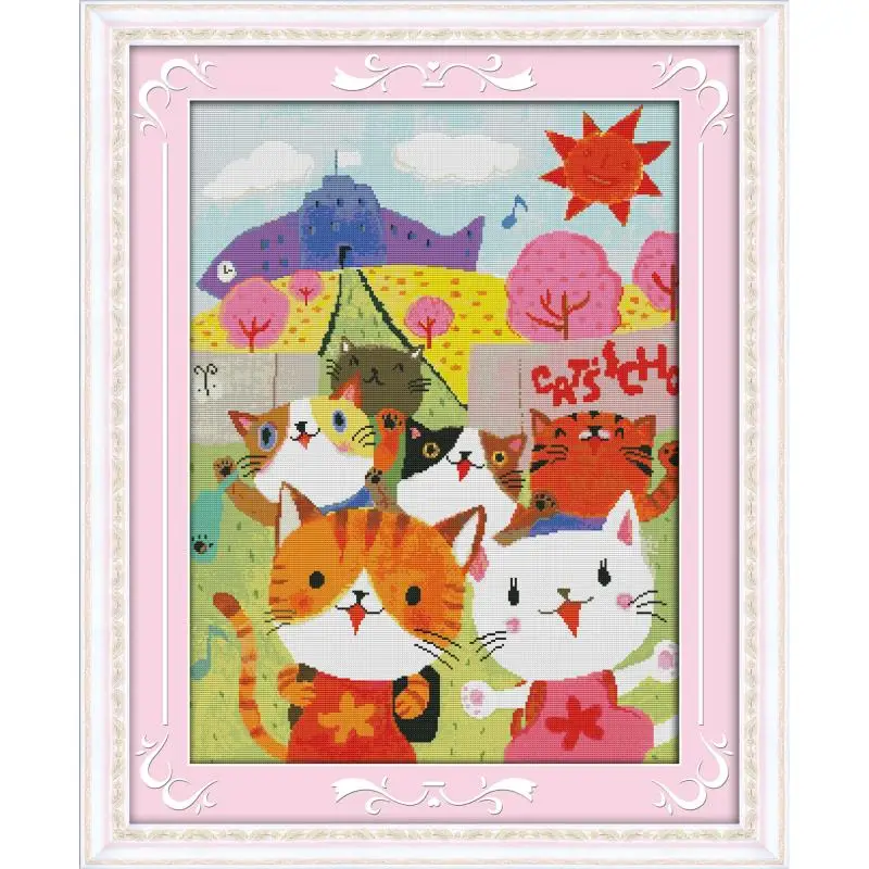 Joy Sunday Cat in the Sun Chinese Cross Stitch 14ct 11ct Cross Stitch Kit DIY Needlework DMC Cross Stitch Kit Embroidery Crafts
