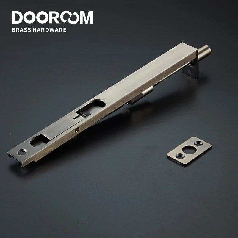 Dooroom Messing Flush Bolt Klink Verborgen Security Slide Lock Hendel Actie 8 "10" 12 "24" Voor dubbele Deur Met Krachtige Lente
