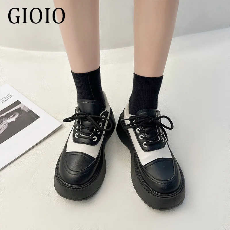 Gioio Patent Leather Shoes For Shoes British style Round Toes 2021 Autumn Retro Mary Jane shoes thick heel shoes women's shoe