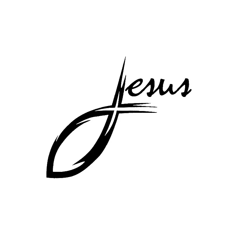 Creative Car Sticker Jesus Cursive Cross Christian Fish Vinyl Decal Auto Decoration Black/silver,13cm*11cm