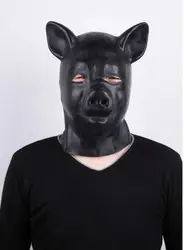 Latex Rubber Fetish Mask with Back Zipper, Pig Animal Cosplay, Horror Steampunk Accessories, Rave Festival Outfit