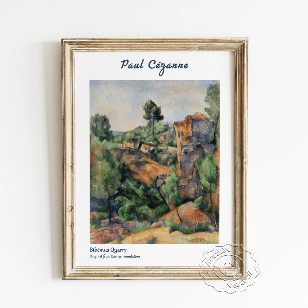 Paul Cezanne Exhibition Barnes Foundation Museum Poster, Bibemus Quarry Canvas Painting, Carriere de Bibemus Wall Decor Picture