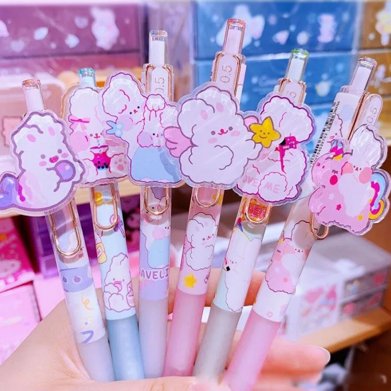 

36 pcs/lot Kawaii Rabbit Press Gel Pen Cute 0.5mm Black Ink Signature Pens Promotional Gift Stationery School Supplies