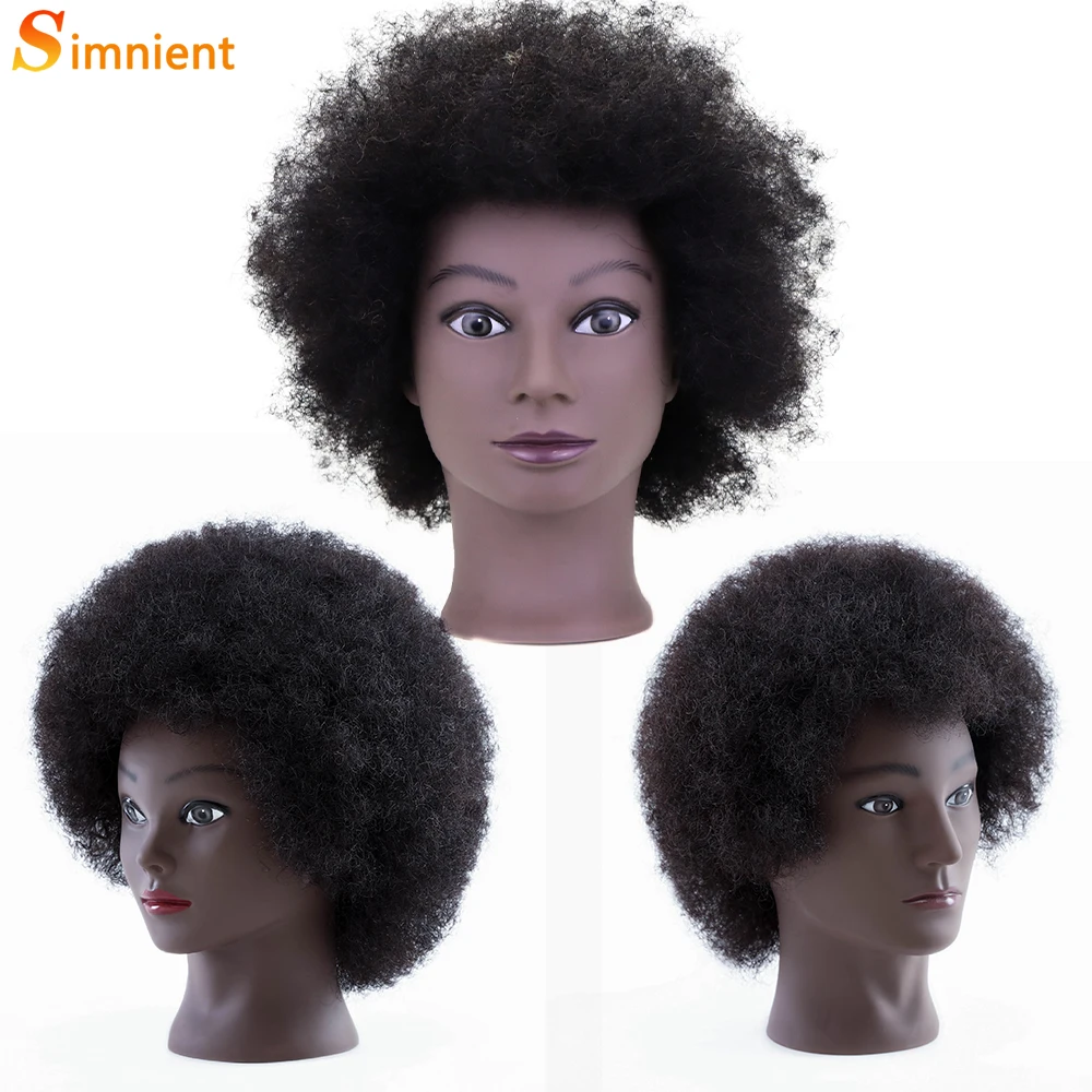 African Mannequin Head With Real Hair Afro Heads Professional Styling Braiding Training Hairart Barber Hairdressing Tools Wigs