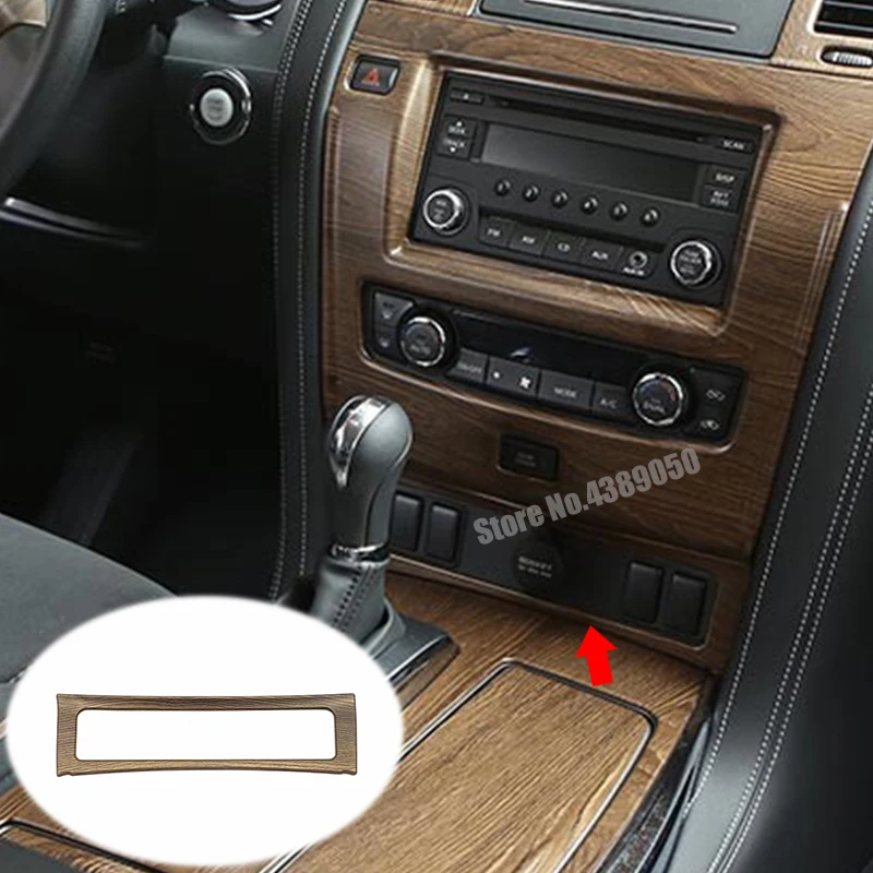 For NIssan Patrol Armada Y62 2017 2018 Accessories ABS Peach wood style Car Cigarette Light burner panel Cover Trim Car styling